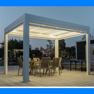China Waterproof outdoor bioclimatic awning rain protection Luxury modern electric pergola aluminum louver pavilion factory