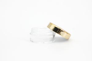 China 38mm 10ml 5g Clear Cosmetic Jars With Golden Screw Cap factory