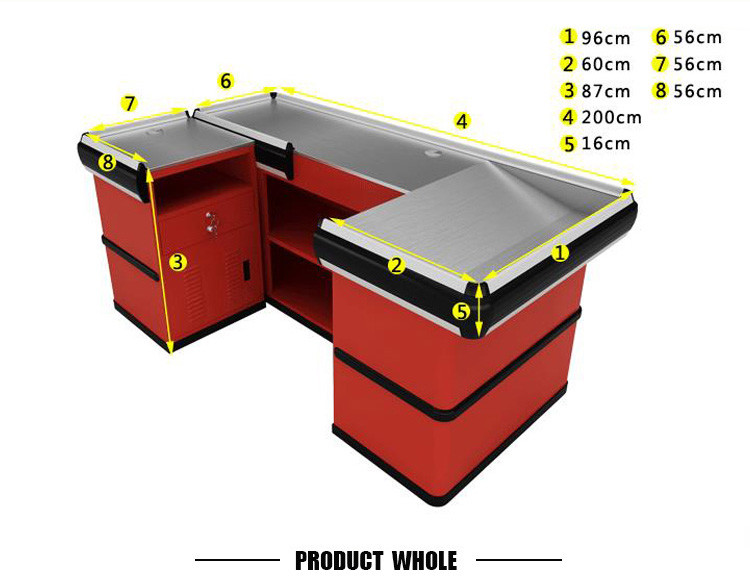 Supermarket Check Out Counter Cold Rolled Steel Material Shop Cash Counter