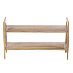 China Fashionable Rectangular 2 Tier Bamboo Shoe Rack Household Essentials factory