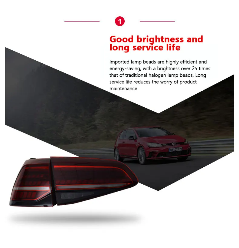 Taillight Assembly For Volkswagen Vw Golf 7 13-21 Retrofit 7.5 Generation Full Led Rear Tail Light Flow Steering Running