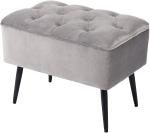 Tufted Rectangle Grey Ottoman Velvet Foot Stool , Soft Compact Storage Stool
