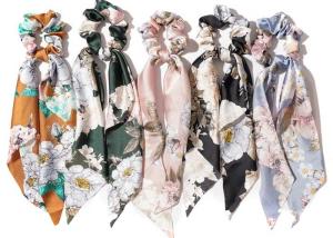 China Triangle streamer printing headband flower hair accessories women's scrunchie tie ponytail cloth circle Europe USA factory