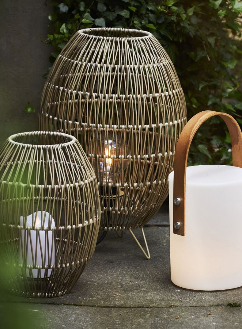 Ip44 LED Rattan Standing Lamp Shade For Garden Swimming Pool