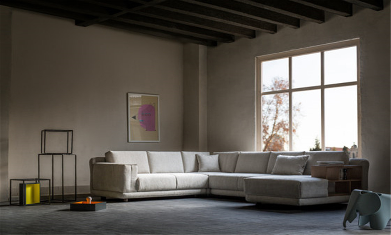 L Shape Fabric Living Room Sectional Sofa SMY-7177 With Recliners