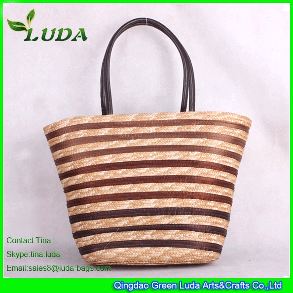 China LUDA Striped Straw Bags Wheat Straw Making Bags factory