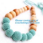 Handmade Nursing Necklace Crochet Beads Breastfeeding Crochet Flowers Natural