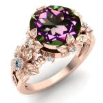 925 Sterling Silver 14K Gold Jewelry Tanzanite Ring Round Brilliant Cut
