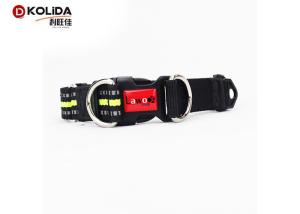 China Waterproof Nylon Dog Collars Double D High - Impact Plastic Buckle For Night Safety factory