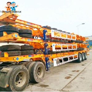 Flatbed 13T FUWA Axle Twistlock Container Semi Trailer