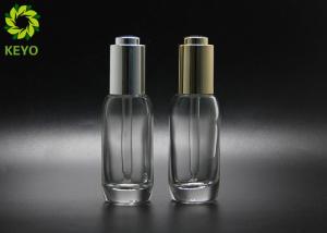 China 30ml Round Essential Oil Serum Clear Glass Dropper Bottle With Thick Bottom factory