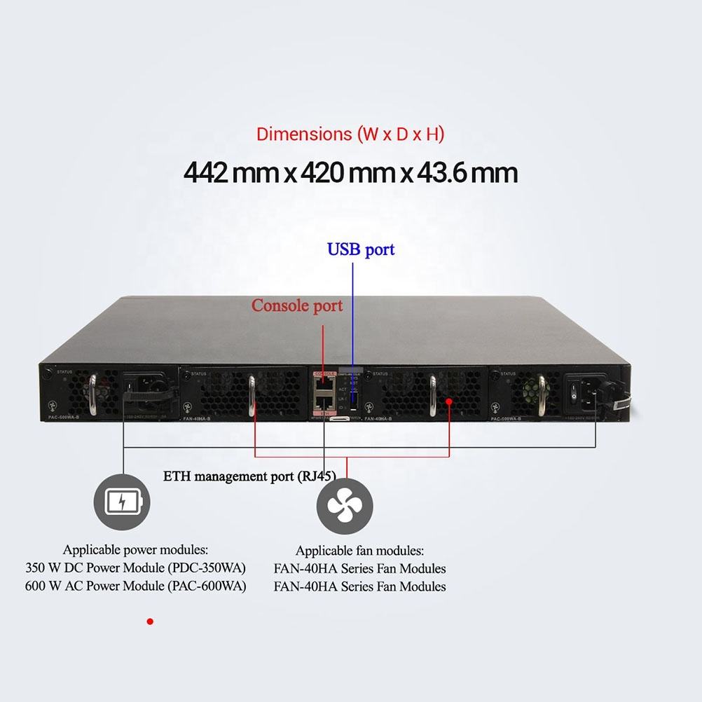Stable Communication 48 Port Industrial Network POE Switch CE6 87 0-48 S 6 CQ-EI with Full-Duplex Half-Duplex Function