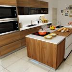 Solid Timber Walnut Factory Kitchen Cabinets Premade for Apartment