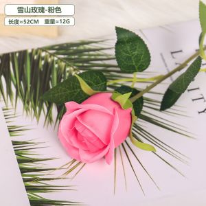 Artificial snow mountain rose single red artificial flower wedding home