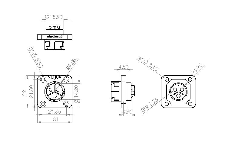 Stable 3 Pin Waterproof Connector Socket Male Connector Electrical CE Approved