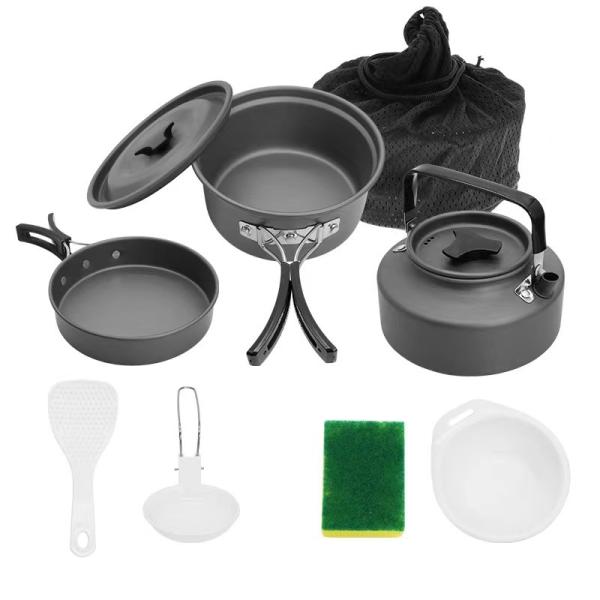 China THNH-02 Portable Camping Pot Set Outdoor Camping Cookware With 1.1L Kettle factory