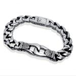 Antique Men's Titanium Stainless Steel Curb Link Chain Buckle Bracelet 8.5