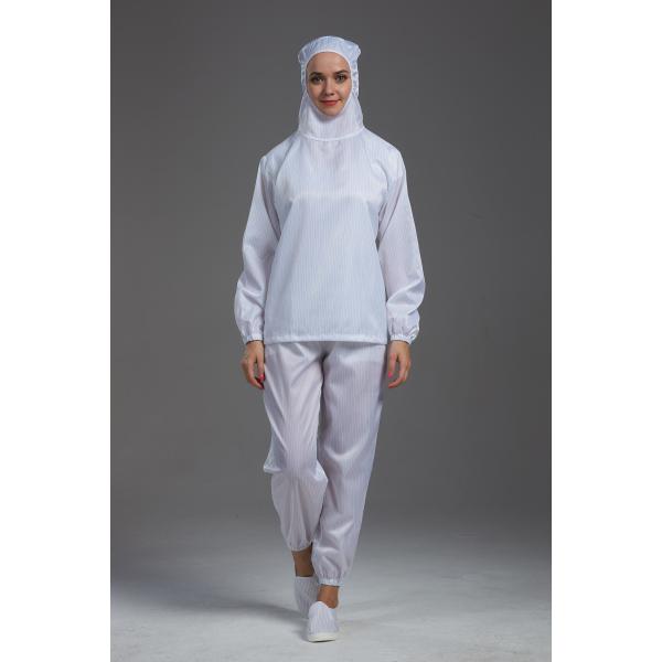 China Anti static cleanroom ESD sterilized white color jacket and pant non-zipper for class 1000 factory