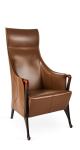 Multi Density Progetti Leather Wing Chair , Solid Wood Dining Chairs