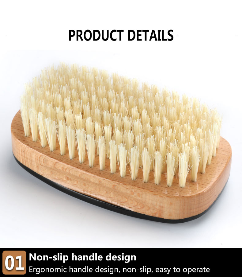 Private Label Square Men Wave Brush Beach Wood Handle Medium Hard Boar Bristle