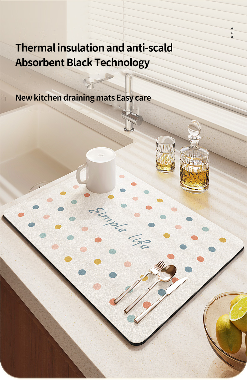 Stocked Soft Diatomite Anti Slip Absorbent Kitchen Drain Dish Coffer Bar Quick Drying Mat