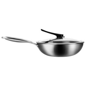 China Honeycomb 304 Stainless Steel Wok Pan Kitchen Cooking Pans 1.35kg 8cm Height factory