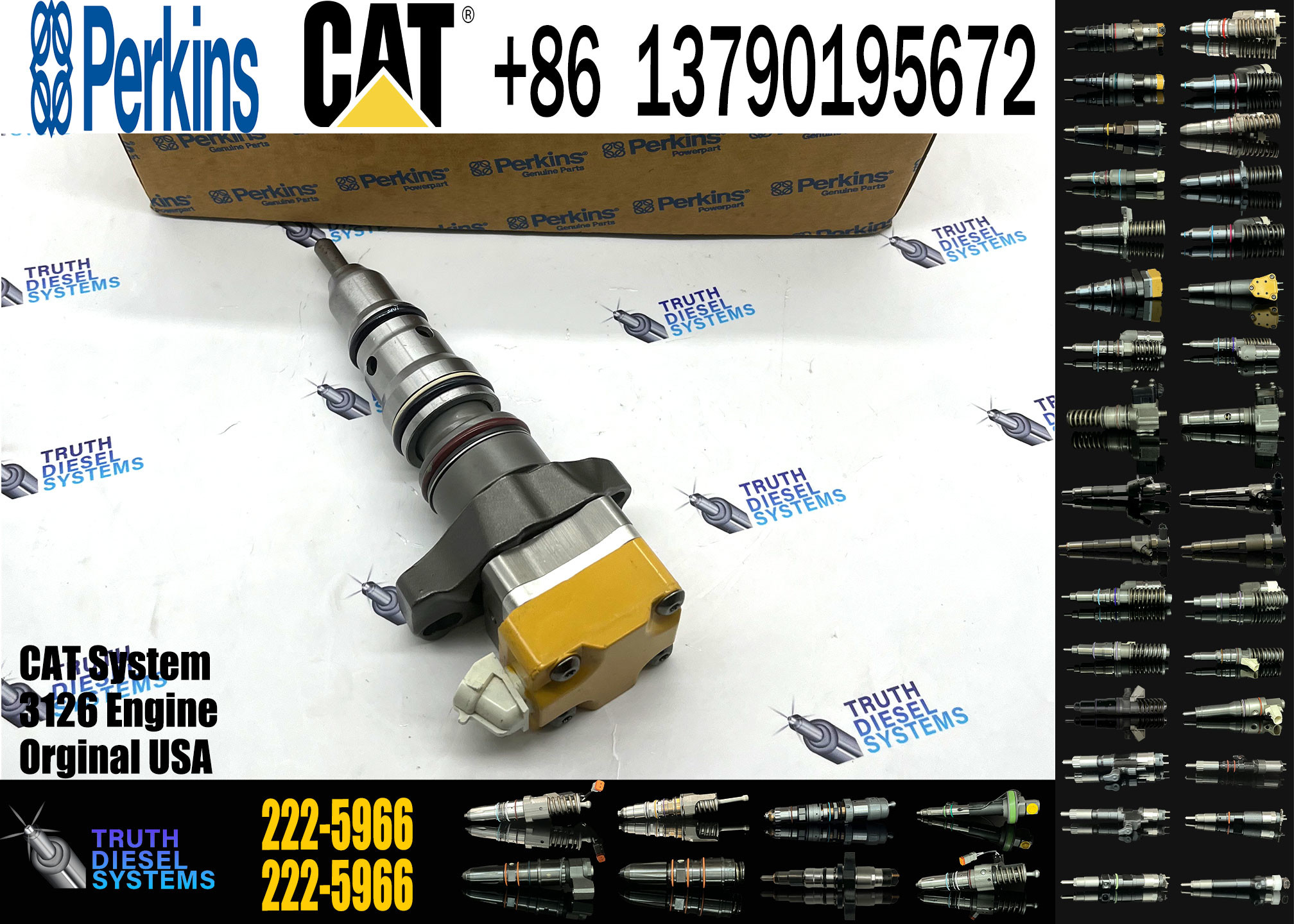 Diesel engine fuel injector 222-5966 2225966 diesel injector assembly fuel injection spare parts 222-5966