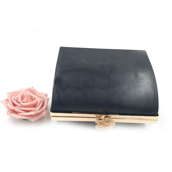 New custom fashion light gold style flower lock decoration metal purse frame