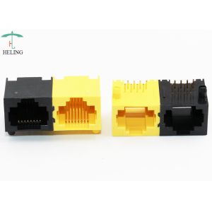 Unshielded RJ45 1x2 Two Ports Rj45 8p8c Connector Female Stitching R / A
