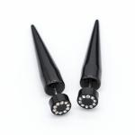 Circle Clear Gems Black Spiral Ear Tapers 18G 1mm Acrylic Faux