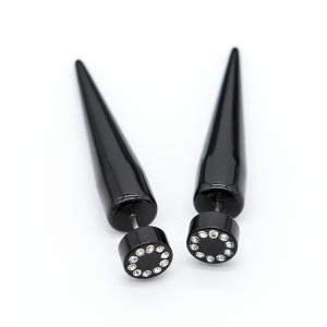 China Circle Clear Gems Black Spiral Ear Tapers 18G 1mm Acrylic Faux factory