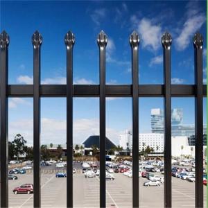 China Black Outdoor Metal Picket Steel Fence 6ft X 8ft Wrought Iron Garden Fence factory