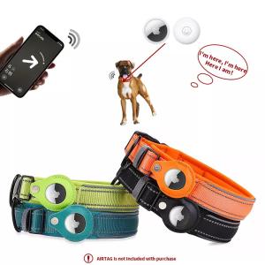 China Fashion Custom Adjustable Luxury Pet Collar Reflective Dog Collar For Apple Airtag factory