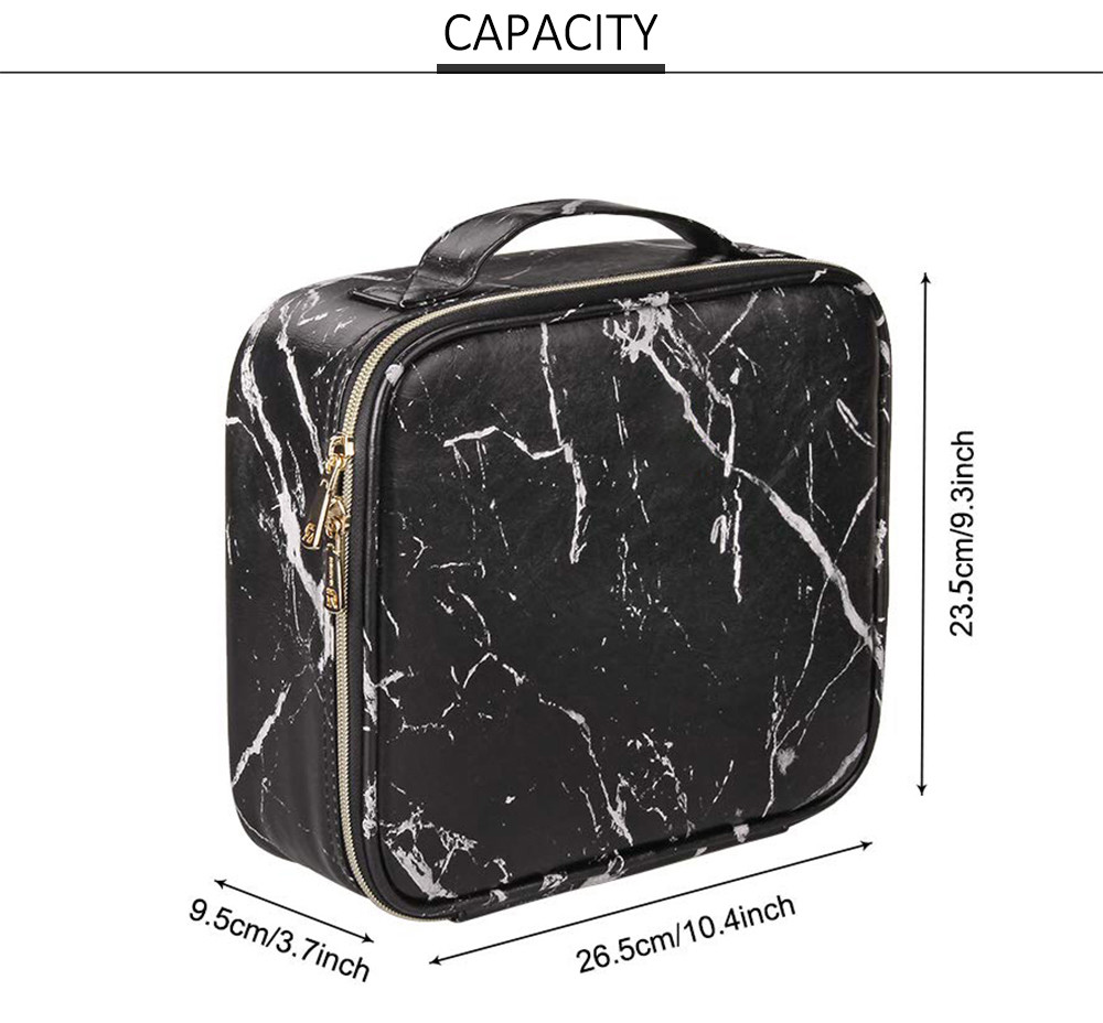 Multipurpose Marble PU Cosmetic Bag With Adjustable Dividers