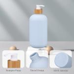 Shampoo Bottle with Bamboo Lid HDPE Plastic Type Soft Touch Empty Body Lotion