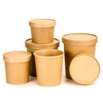 24OZ Brown kraft paper cup leakproof takeaway food soup packaging biodegradable