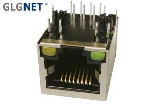 China Green Yellow LEDs Shield RJ45 Jack Female Gender Without Magnetics factory