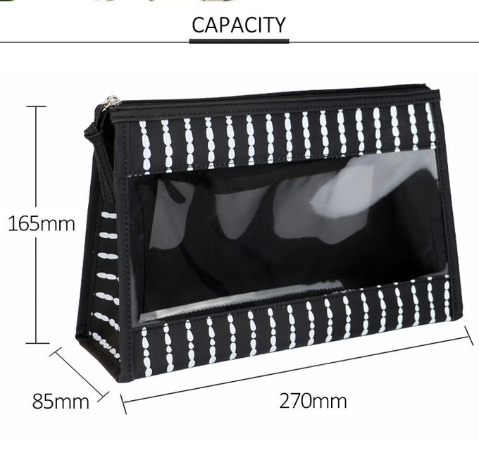 Customized Clear Transparent PVC+Polyester Cosmetic Bag With Zipper