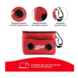 Cooler Bag with Built-in Bluetooth Stereo Speakers, Multi-Zipped Pockets, 24 Can