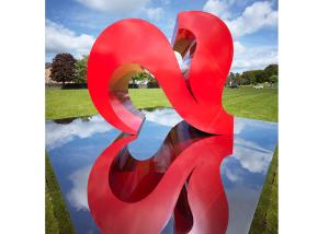 China Red Color Painted Modern Garden Sculptures City Decoration Stainless Steel Heart Shaped factory