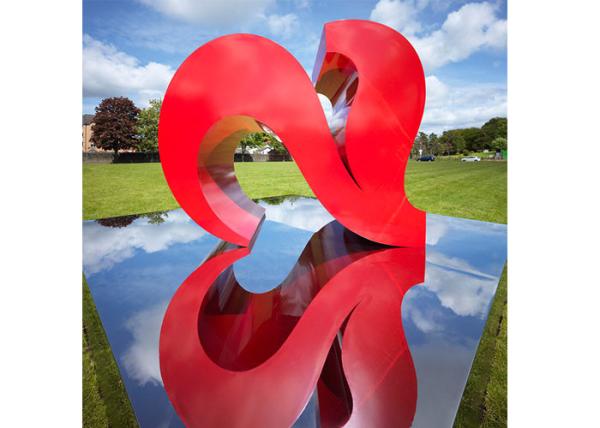 Red Color Painted Modern Garden Sculptures City Decoration Stainless Steel Heart