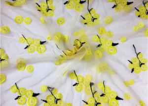 China Beatiful Sunflower 3D Embroidered Lace Fabric For Wedding Garment Decoration factory