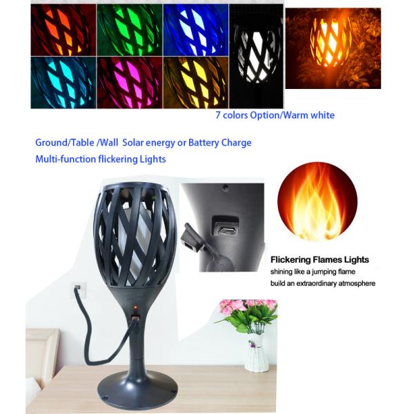 Flickering Solar Led Garden Lights With Dance Flame For Pathway Yard Decoration