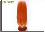 Orange Virgin Human Hair Extensions 12 Inch Double Stitch Weft Single Drawn