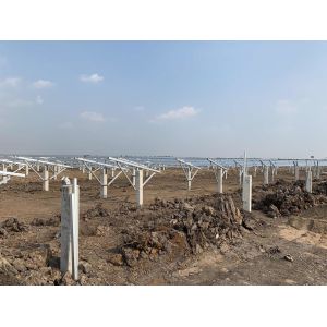 Aluminum Rails Solar Panel Ground Mounting Systems With Cement Foundation