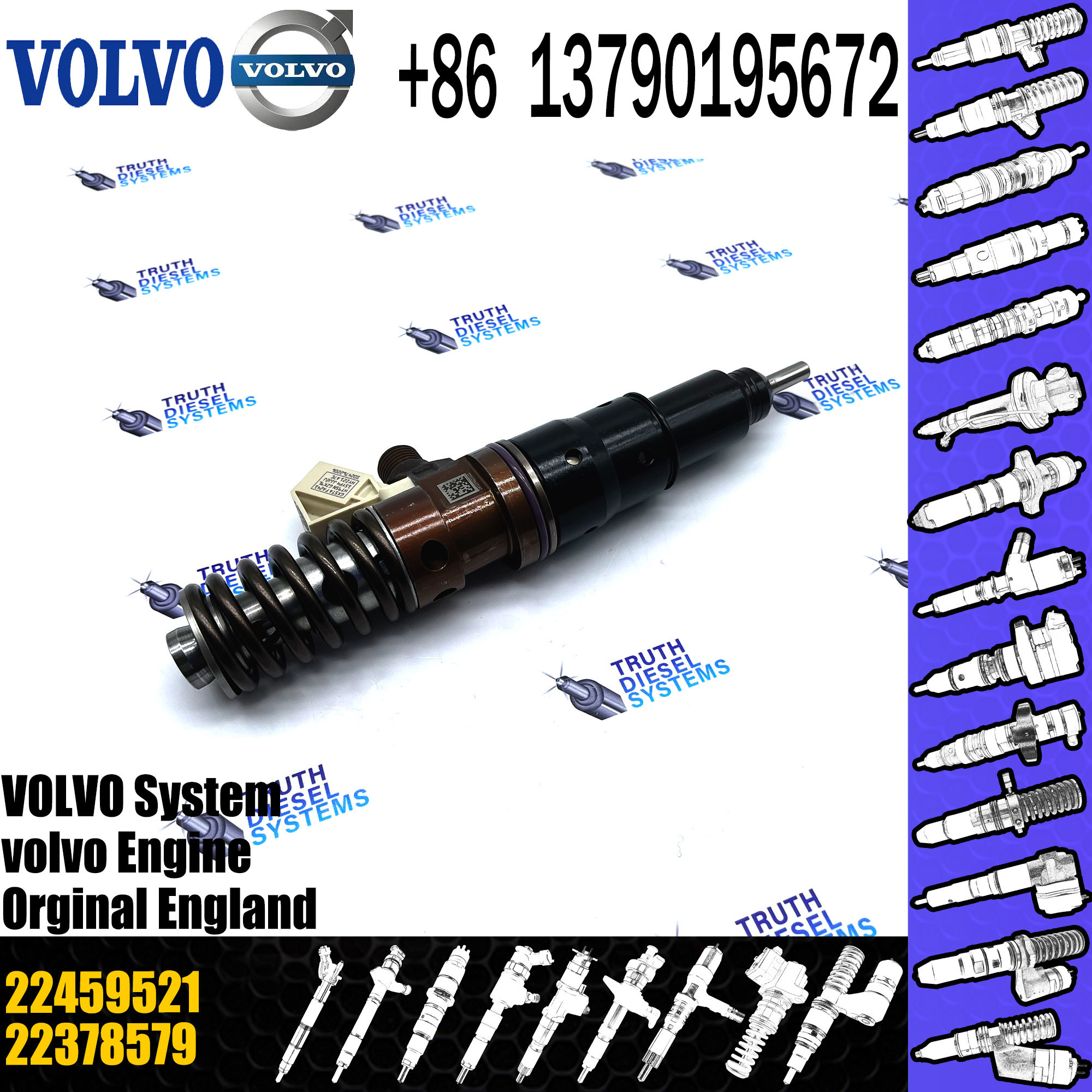 common rail Diesel Fuel Injector 22459521 For VOL HDE11 HDE13 EXT SCR Common rail injector BEBE1R17001