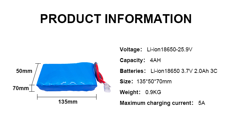 Best Quality Promotional 18650 25.9v 4000mah 5000mAh 52000mAh Lithium Li Ion Battery Pack