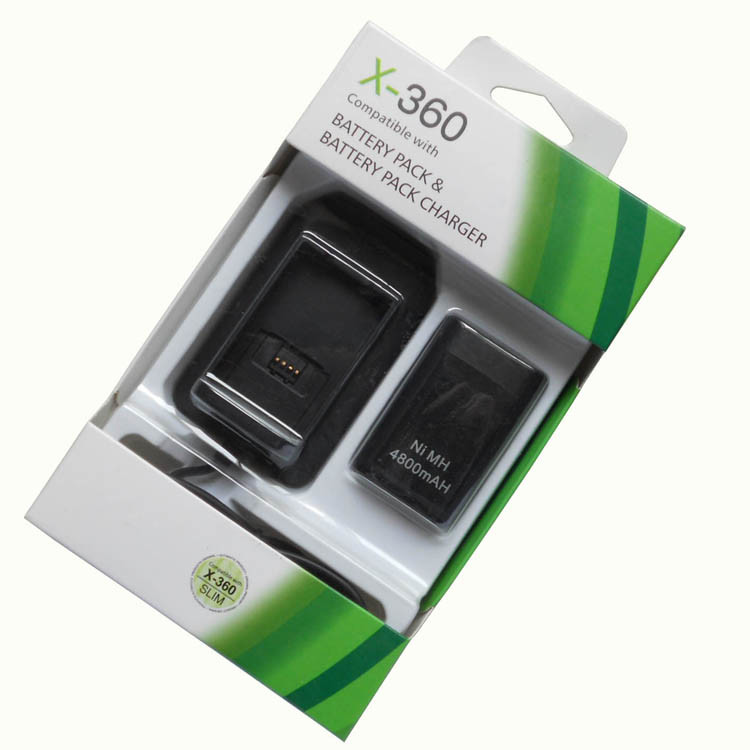 For Xbox 360 Rechargeable Battery Pack with Charging Dock 2 in 1 use Blac and White color
