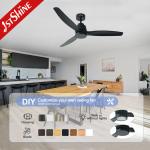 Remote Control 220V 50HZ 5 Speed LED Ceiling Fan With 3 Wood Blades