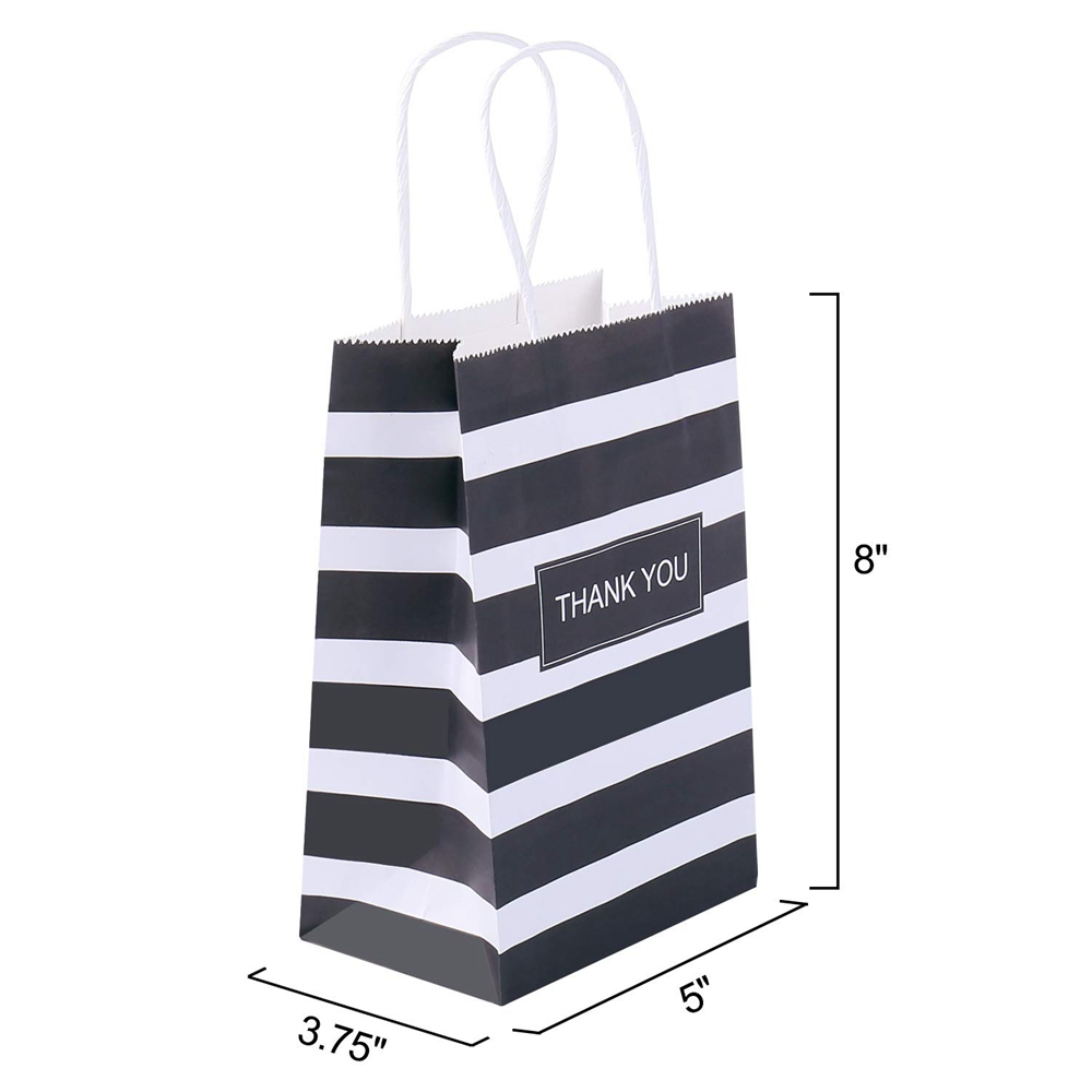 Custom Private Logo Printed Stripe Kraft Paper Bag for Business Shopping Custom Orders